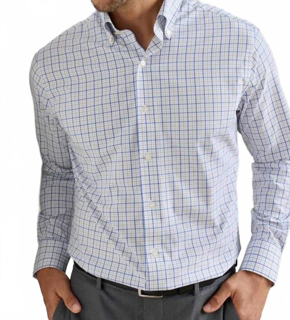 NEW PETER MILLAR canal performance poplin sport shirt in dusk blue